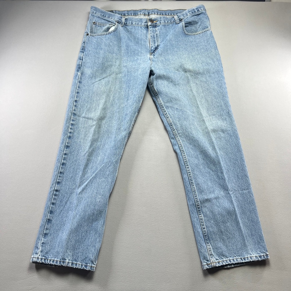 Arizona Original Straight Jeans Mens 42x30 Blue Denim Cotton Light Wash Mid Rise